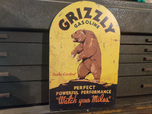 Grizzly Gasoline Reproduction Wood Garage Sign