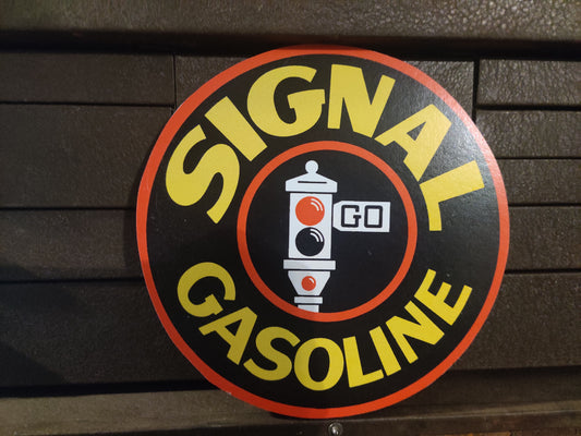 Signal Gasoline Traffic Light Reproduction Wood Garage Sign