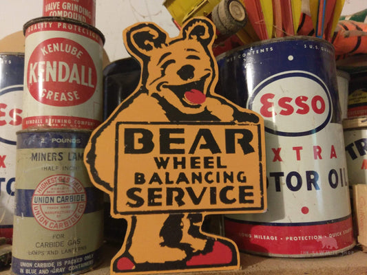 Bear Wheel Balancing Service Aluminium Reproduction Metal Man Cave Garage Sign-The Sawmill Shop