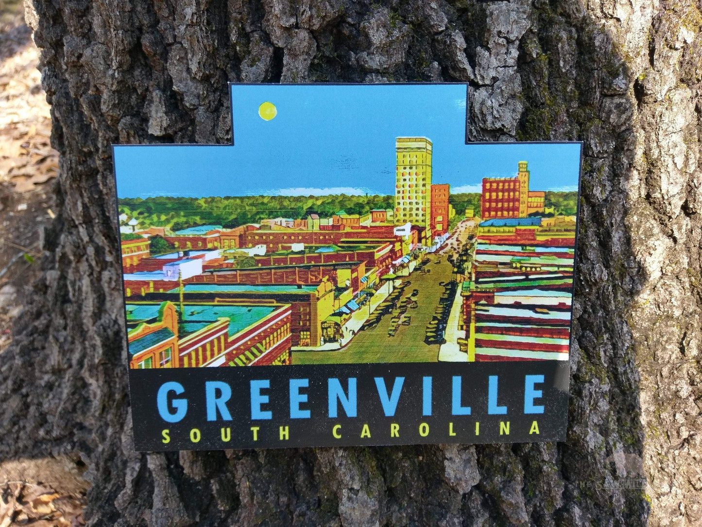 Greenville South Carolina Vintage Artwork Wood Cutout-The Sawmill Shop