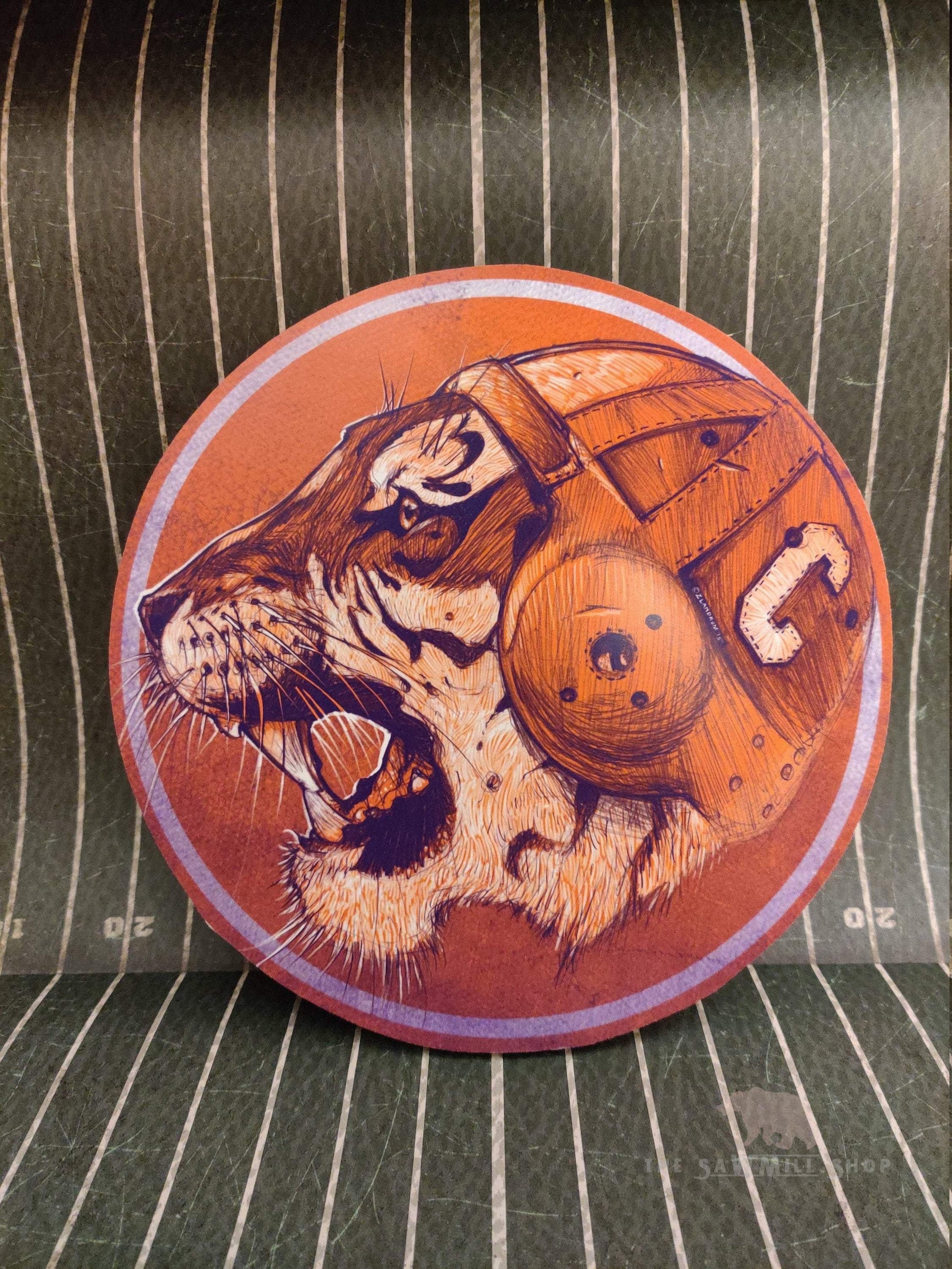 Vintage Clemson Tiger Circle Man Cave Football Decor-The Sawmill Shop