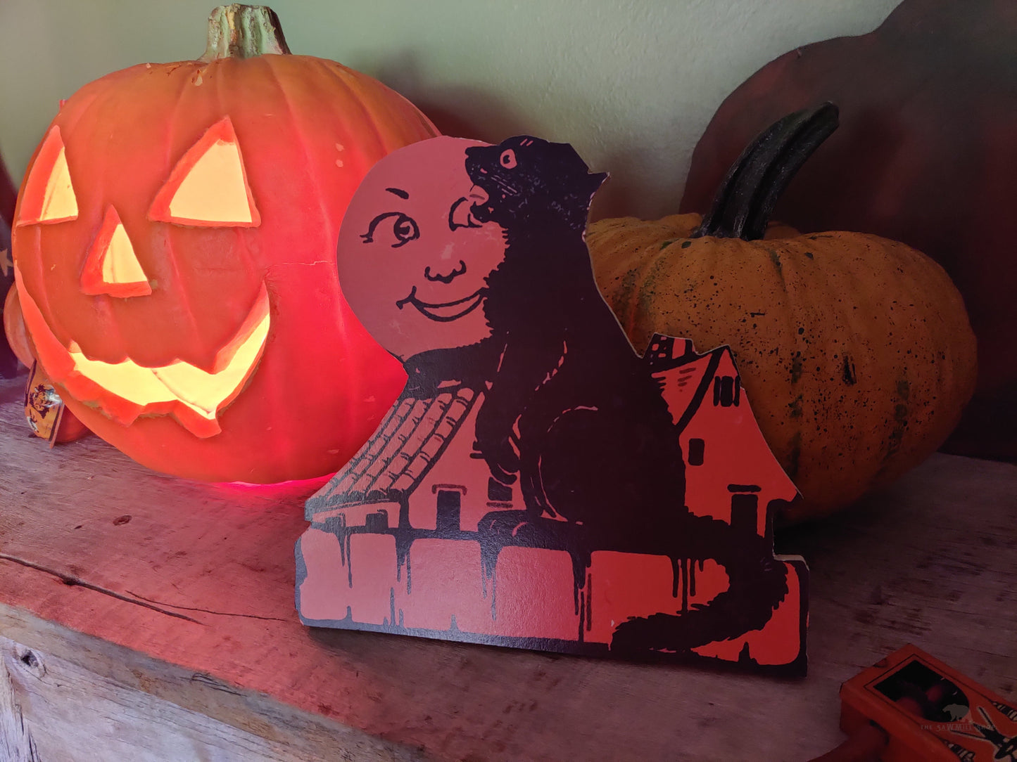 Cat with House and Full Moon Halloween Wood Cutout-The Sawmill Shop