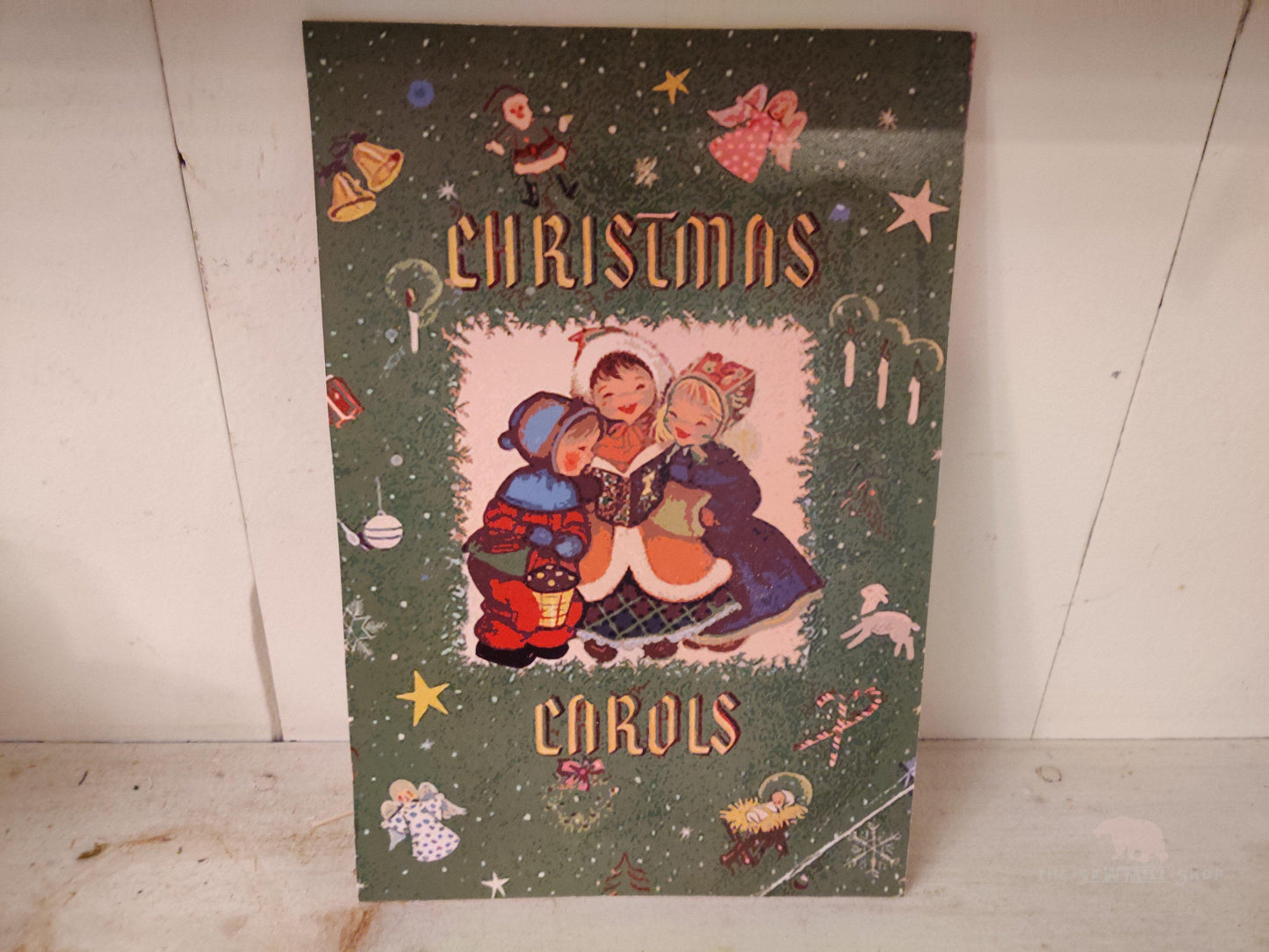 Retro Christmas Book Cover Artwork Wood Cutouts-The Sawmill Shop