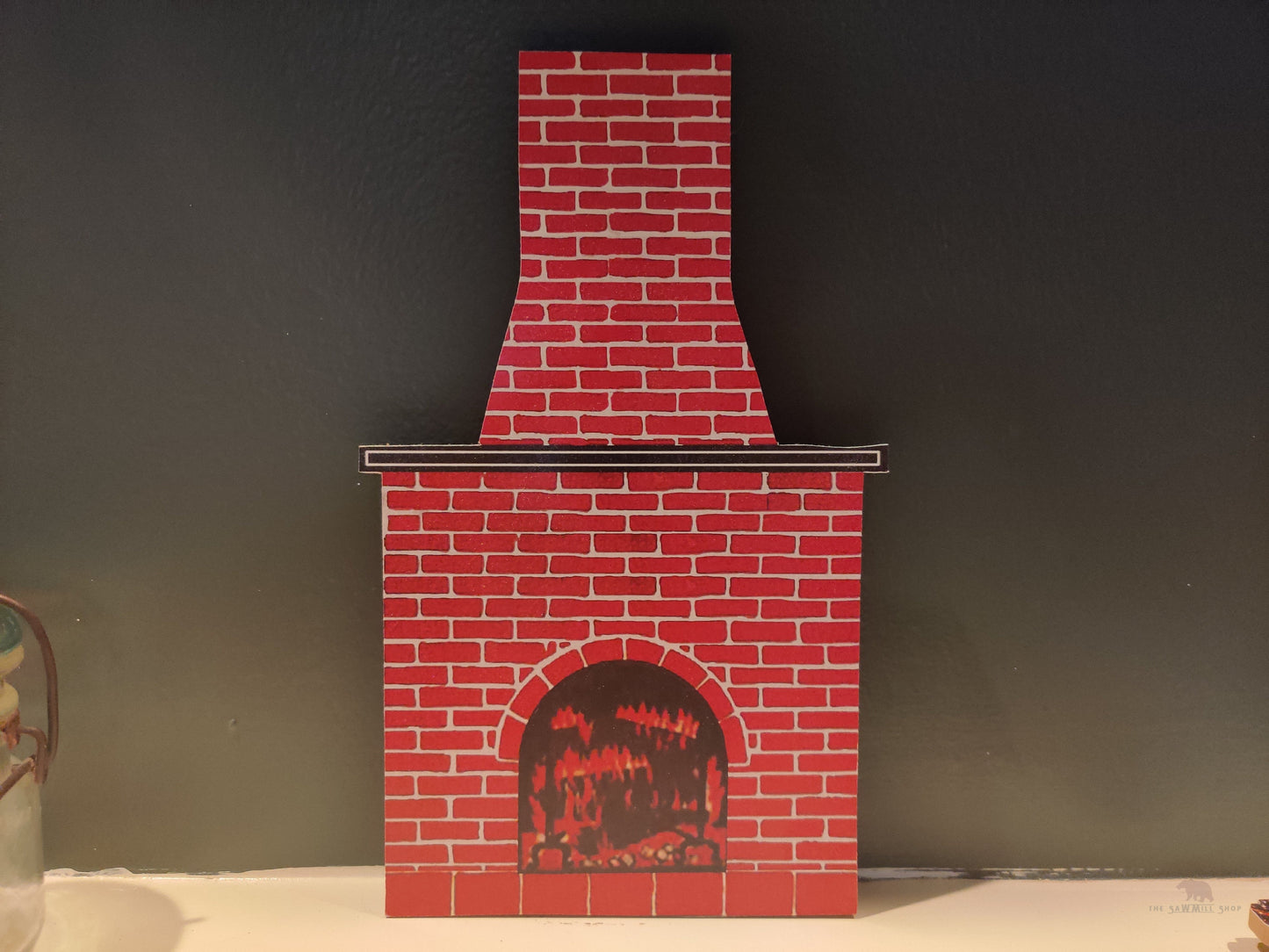 Christmas Cardboard Fireplace Replica Wood Cutout-The Sawmill Shop