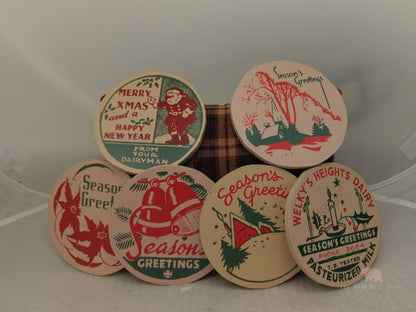 Retro Christmas Artwork Milk Caps Wood Cutouts for Wreath or Garland-The Sawmill Shop