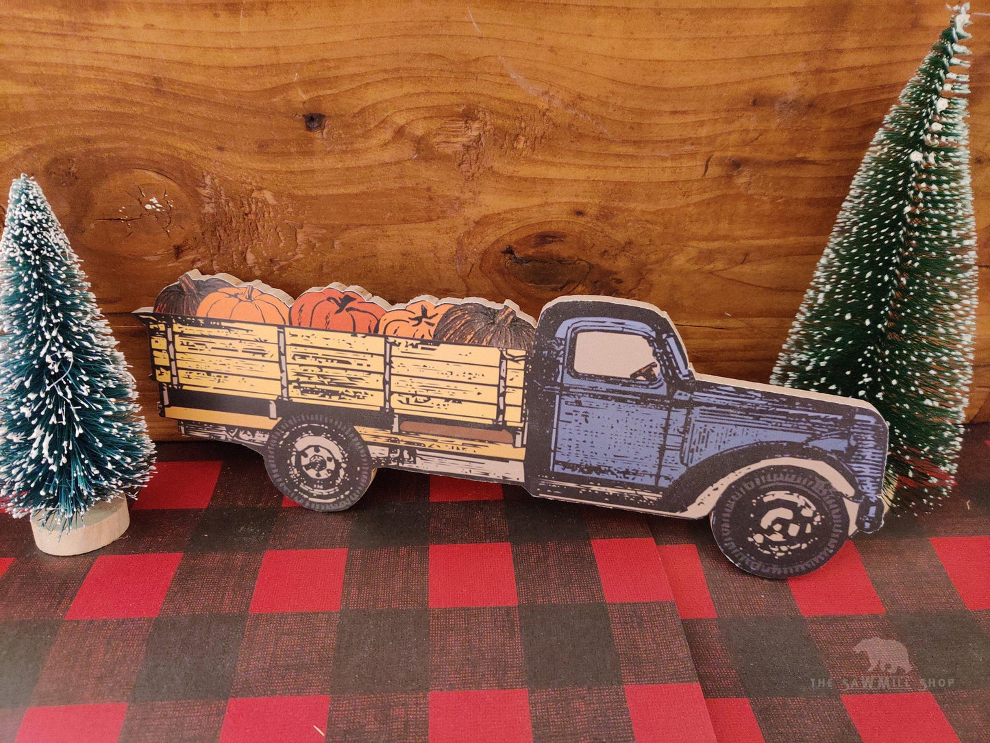 Retro Christmas Truck Personalized Decor Wood Cutout-The Sawmill Shop