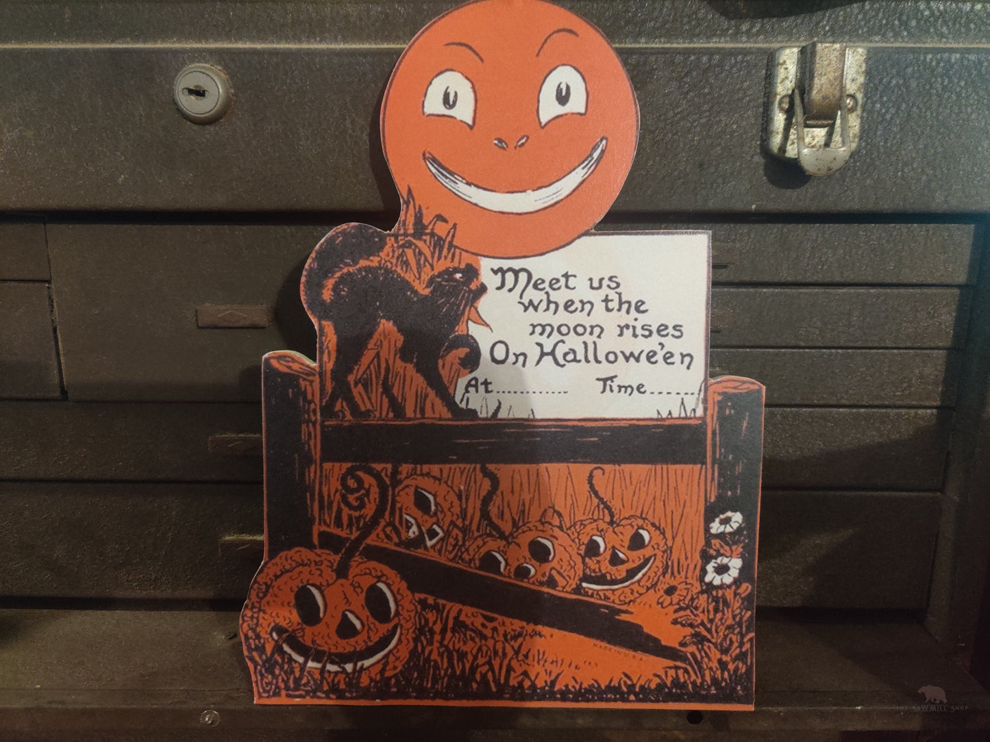 Cat on Fence Full Moon Halloween Wood Cutout-The Sawmill Shop