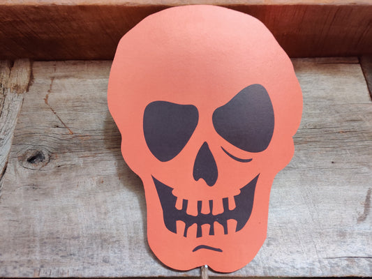 Halloween Orange Skull Wood Decor-The Sawmill Shop