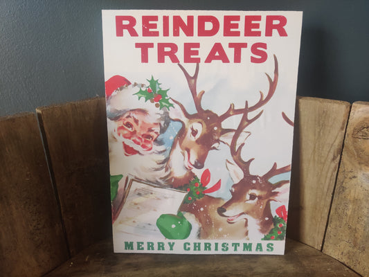 Reindeer Treats with Santa Christmas Wood Cutout