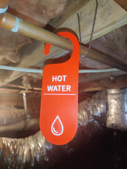 Hot Water Line Marker for Crawlspace or Basement