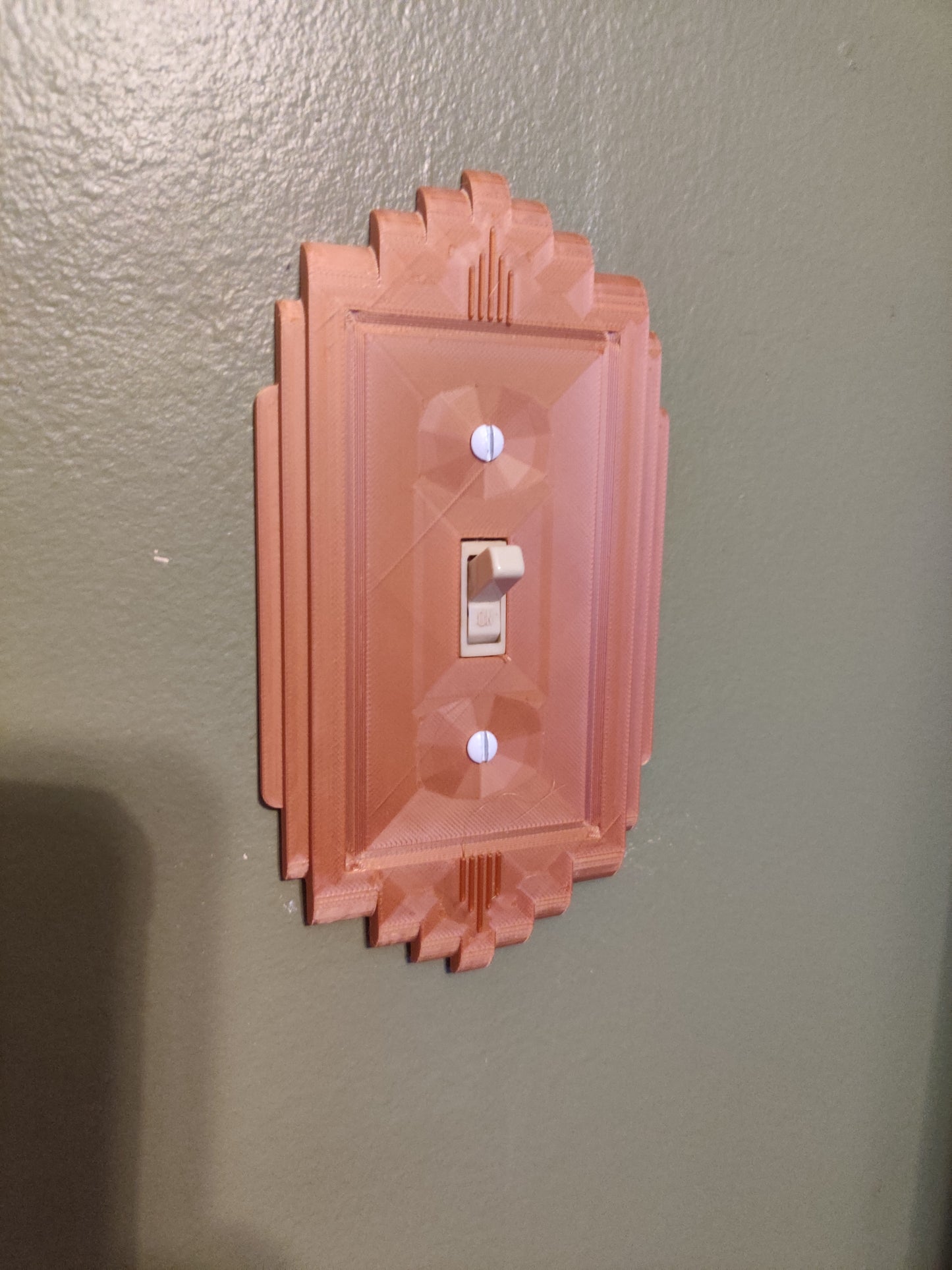 3D Printed Art Deco Copper Wall Switchplate Outlet Cover