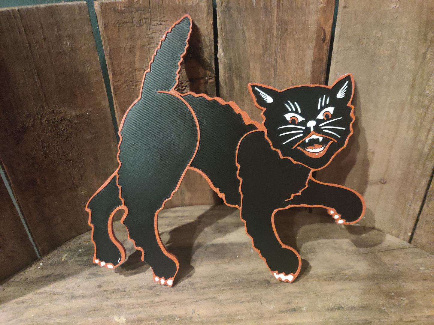 Primitive Halloween Cat 3D Printed Decor