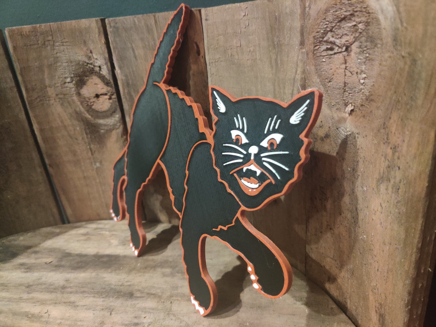 Primitive Halloween Cat 3D Printed Decor