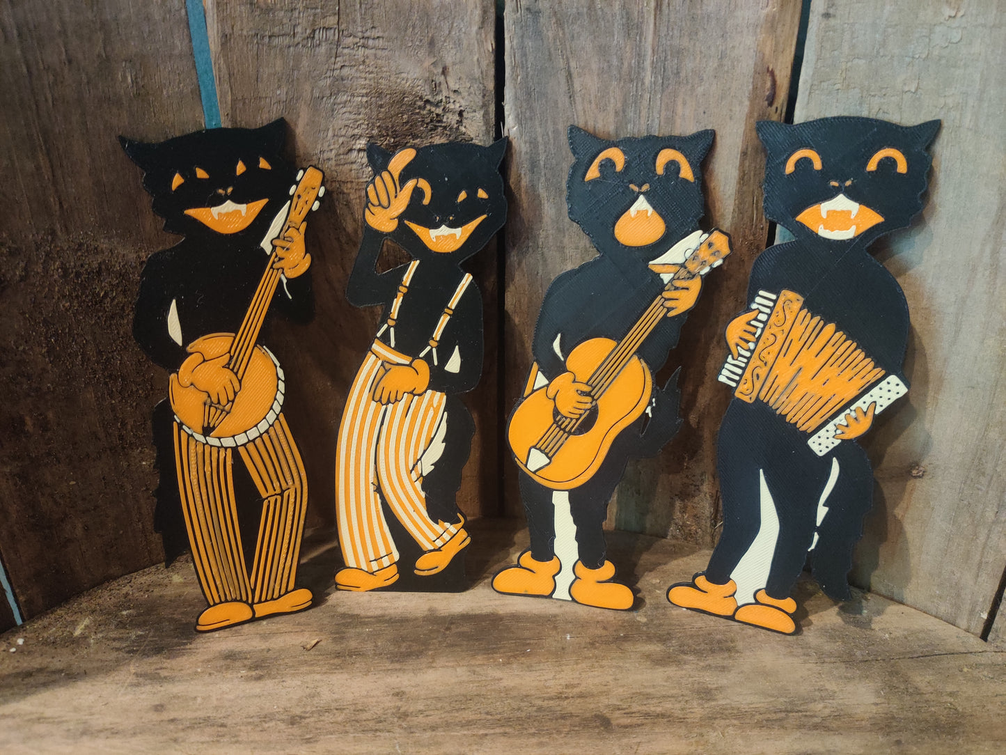 Primitive Halloween Cat Band 3D Printed Decor