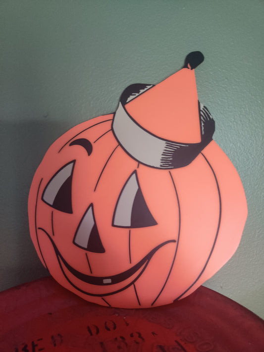 Jack O Lantern with Paper Hat 3D Printed Halloween Decor