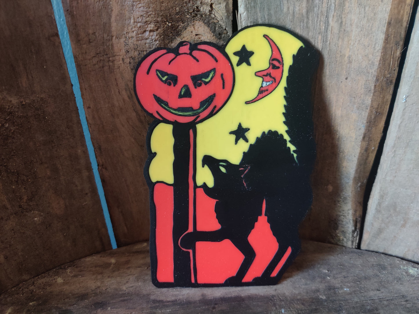 Halloween Cat Pumpkin Moon 3D Printed Decor