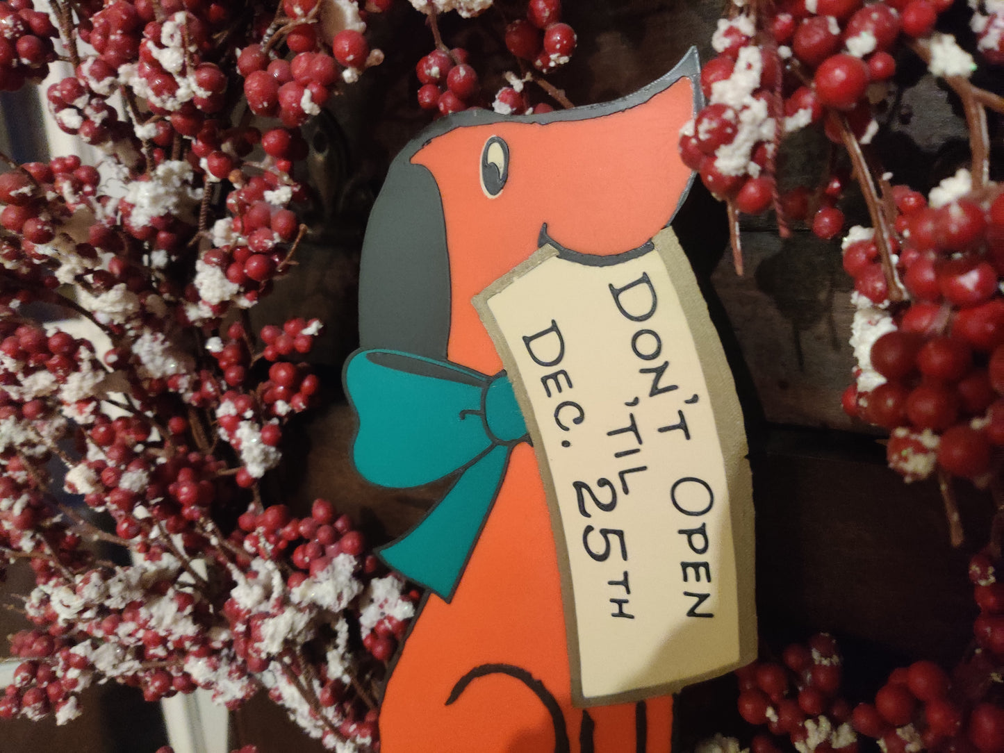 Don't Open Til Christmas Red Dog 3D Printed Christmas Decor