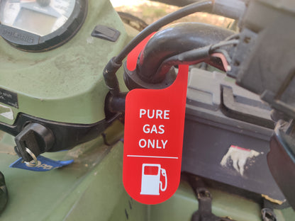 Qty 3 Pure Gas Only Hanging Tag for Lawnmowers, ATV's, Vehicles, and more