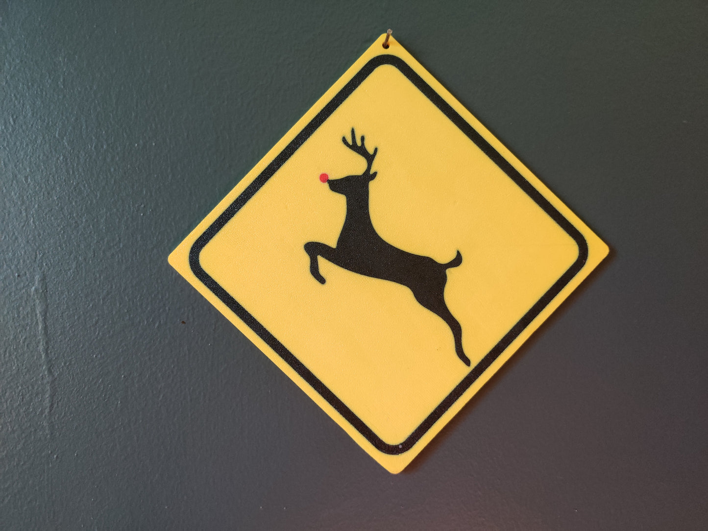 Reindeer Crossing Rudolph 3D Printed Diamond Sign