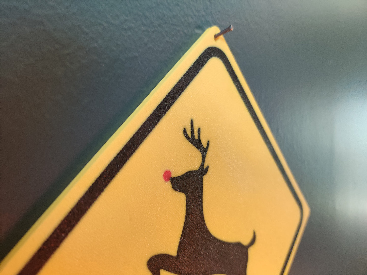 Reindeer Crossing Rudolph 3D Printed Diamond Sign