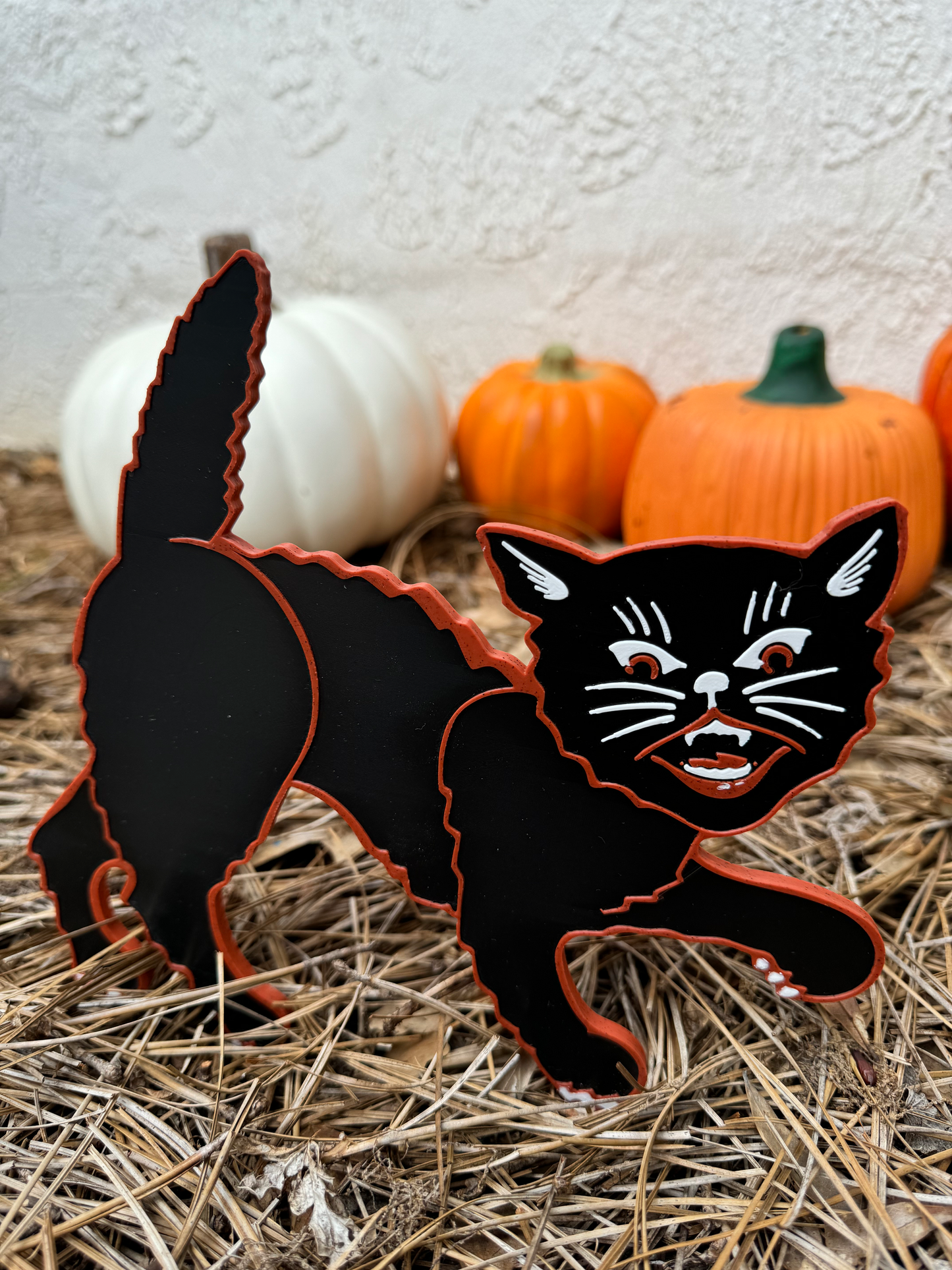 Primitive Halloween Cat 3D Printed Decor