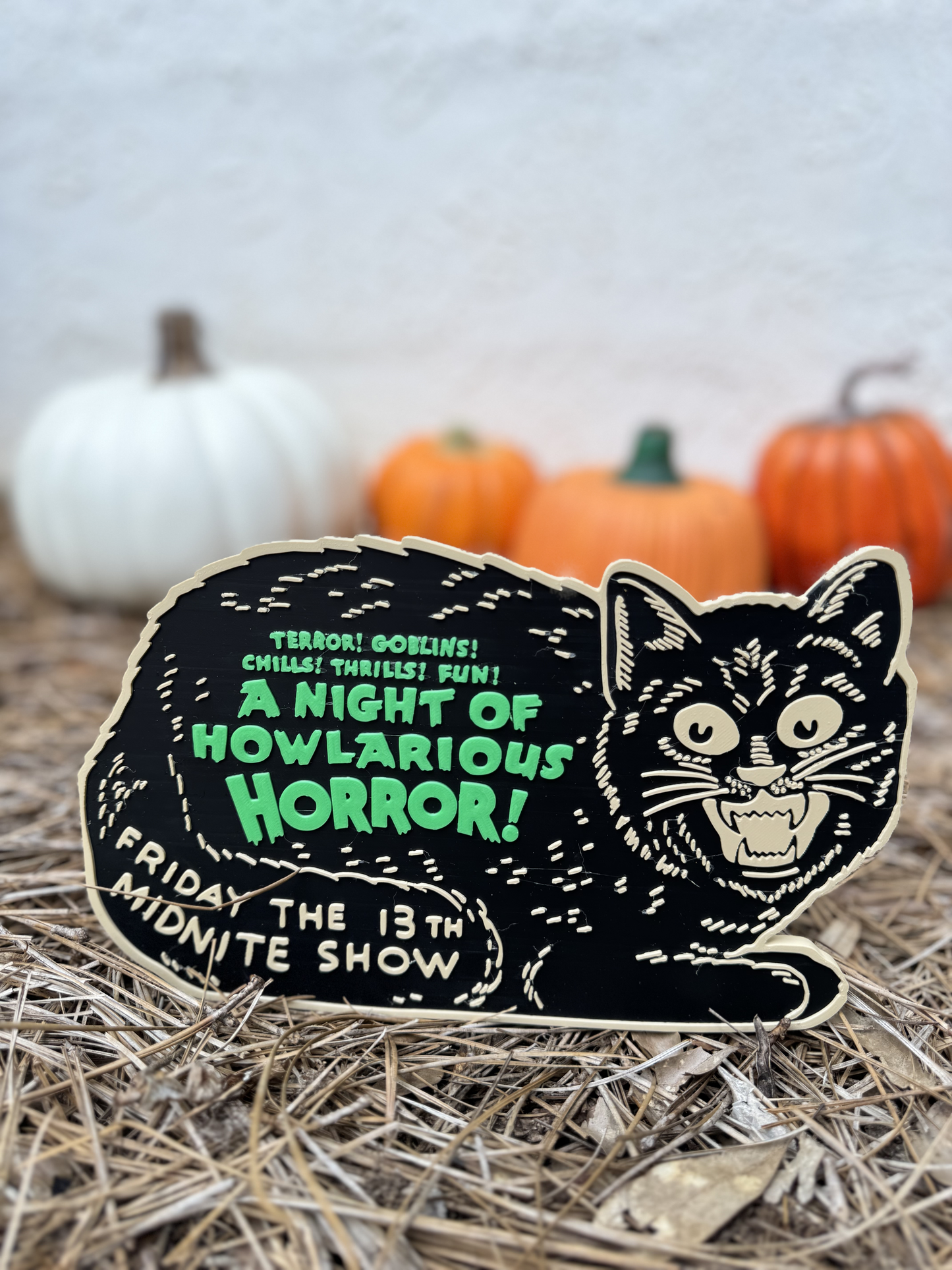 Howlarious Horror Cat 3D Printed Halloween Decor