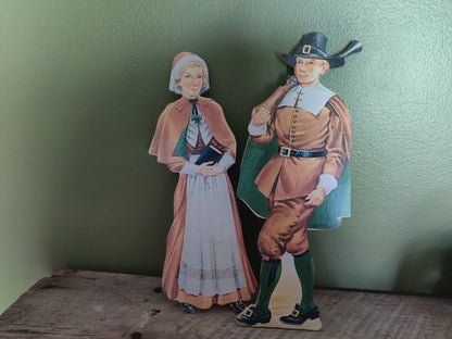 Pilgrim Man and Woman Thanksgiving Decor Wood Cutout