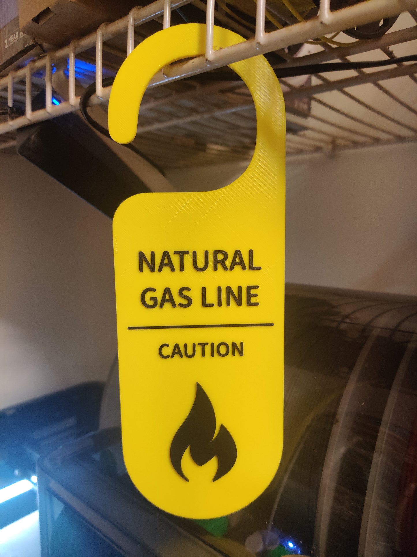 Natural Gas Line Marker for Crawlspace or Basement