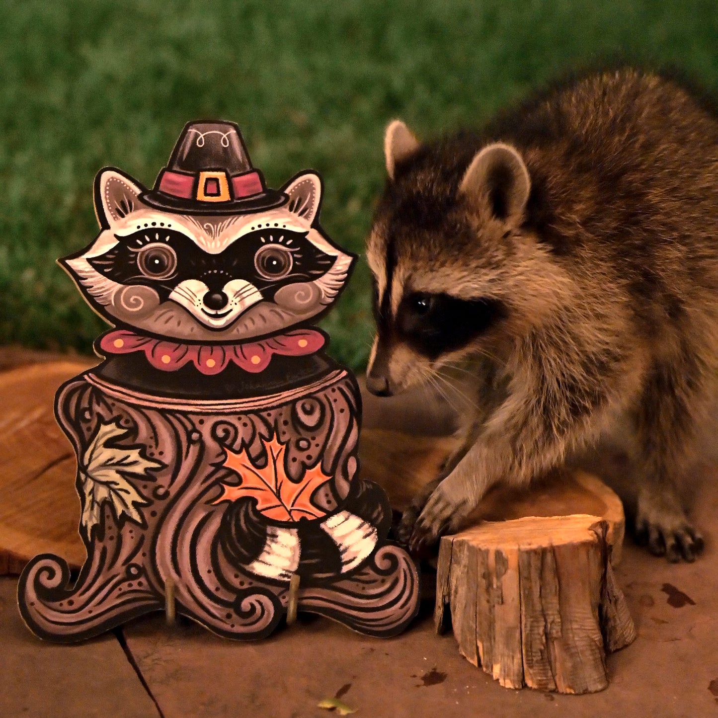 Johanna Parker Pilgrim Raccoon Wood Cutout