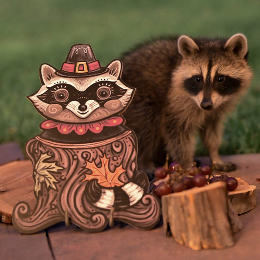 Johanna Parker Pilgrim Raccoon Wood Cutout