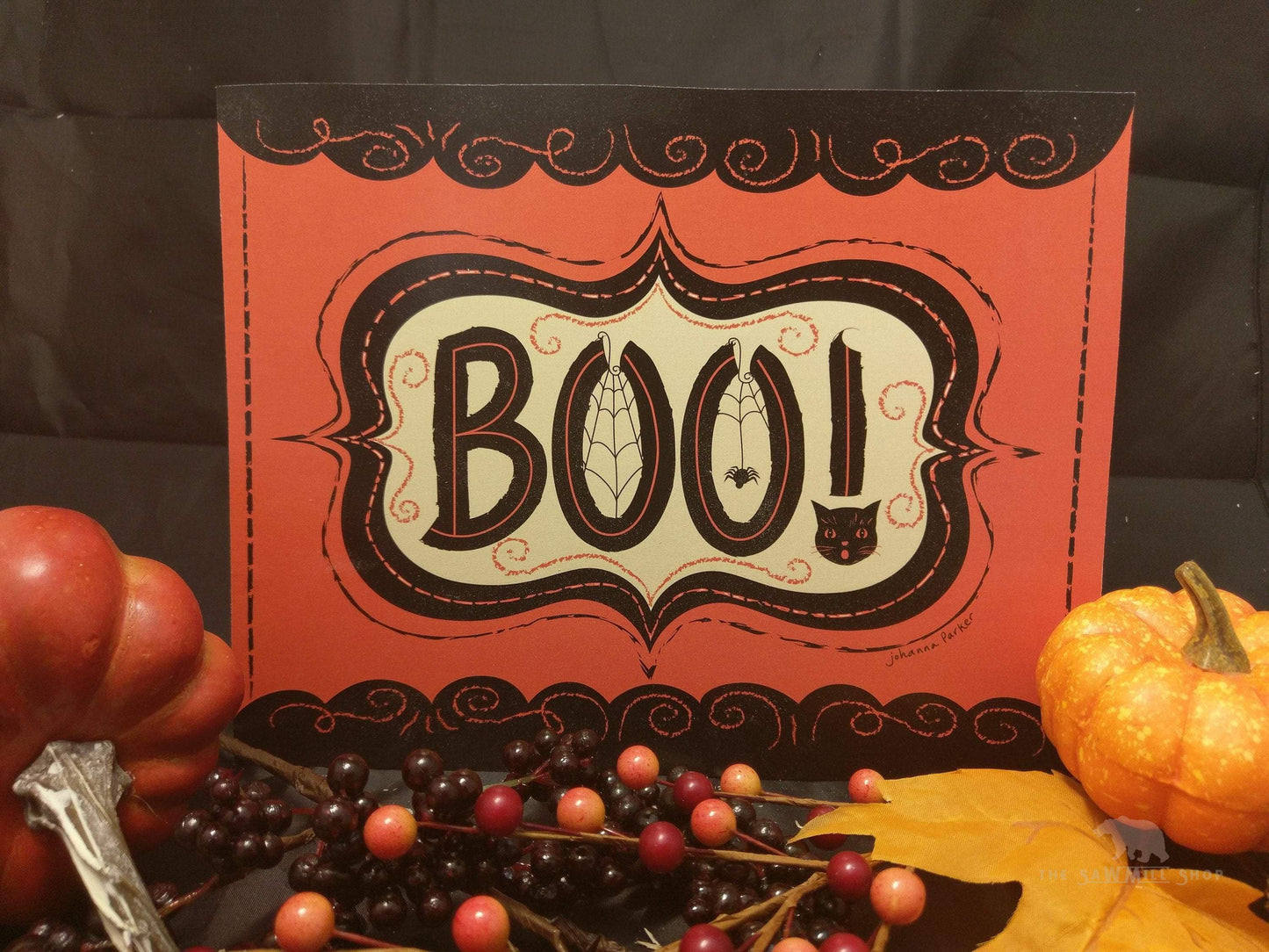 Johanna Parker "BOO!" Retro Whimsical Wood Cutout-The Sawmill Shop