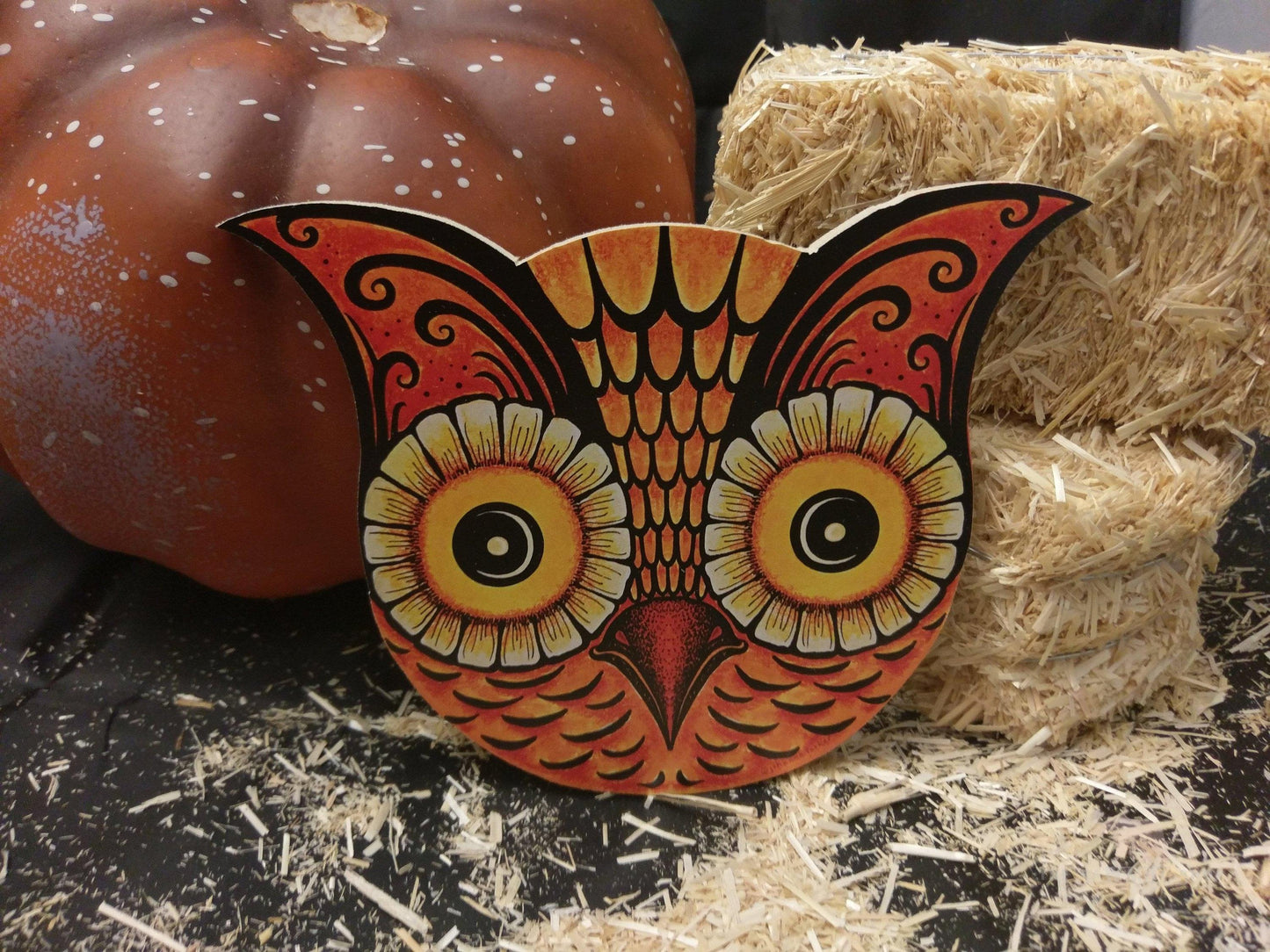 Vintage Johanna Parker Halloween Owl Artwork Wood Cutout-The Sawmill Shop