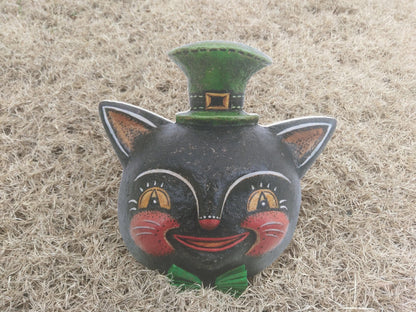 Johanna Parker St. Patrick's Day Cat Head Wood Cutout for Spring Decorating-The Sawmill Shop