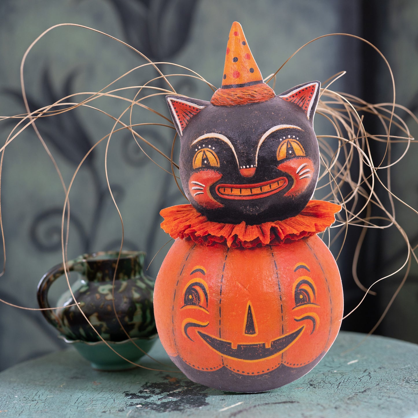 Johanna Parker Jolly Black Cat Pumpkin Jack Wood Cutout