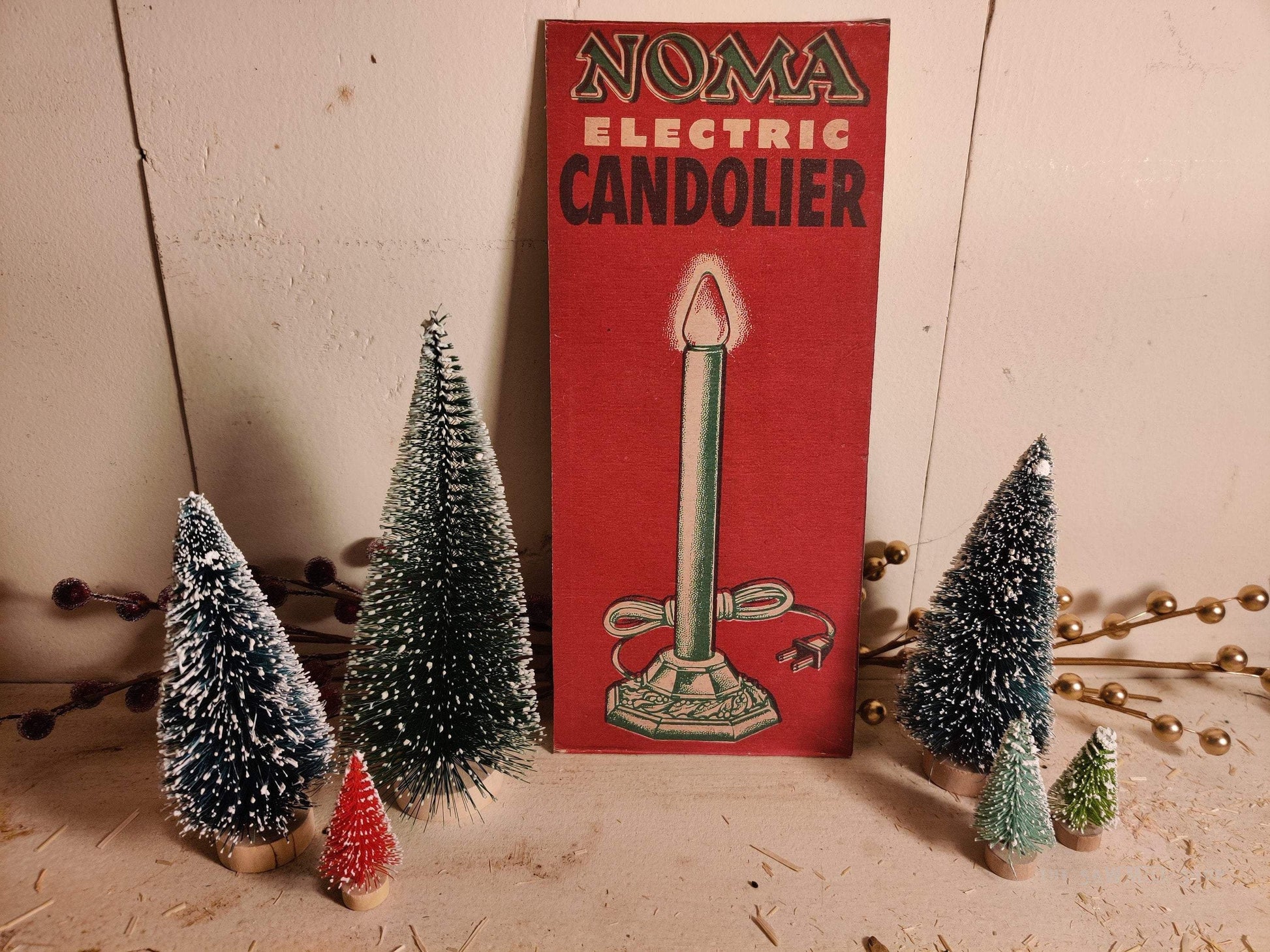 Noma Electric Candolier Christmas Lights Box Artwork Wood Cutout-The Sawmill Shop