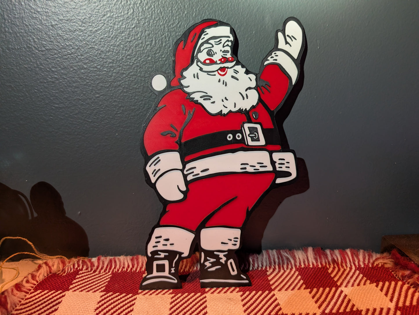 Waving Santa Christmas 3D Printed Sign