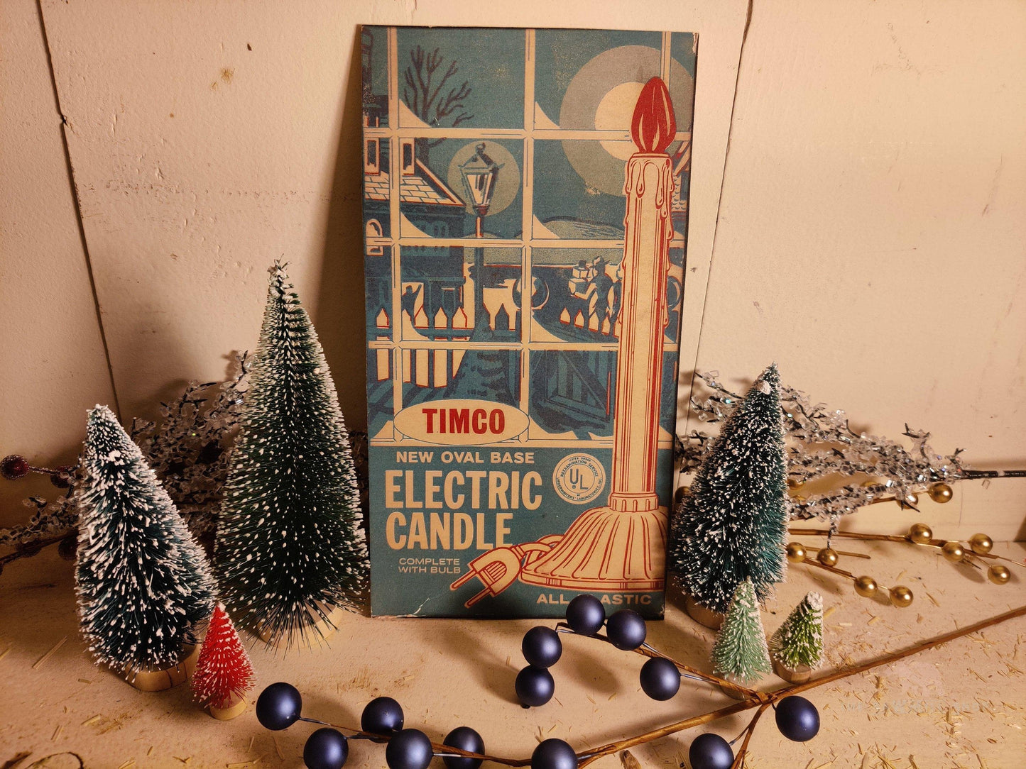 Timco Electric Candle Christmas Lights Box Artwork Wood Cutout-The Sawmill Shop