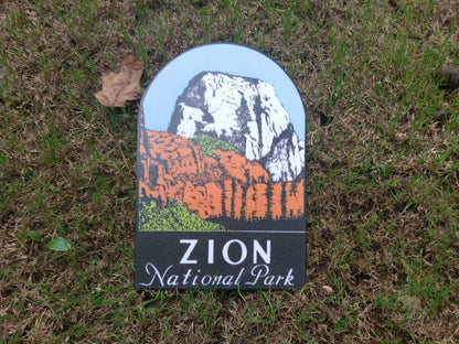 Zion National Park Utah Vintage Artwork Wood Cutout-The Sawmill Shop