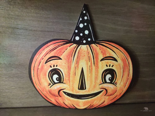 Johanna Parker Halloween Jack O Lantern with Hat Wood Cutout