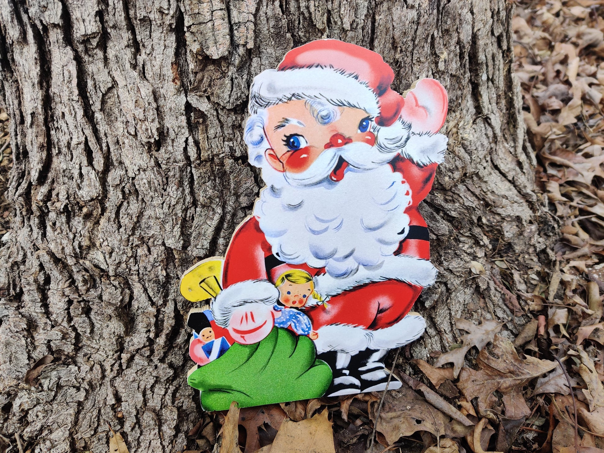 Santa Claus with Toy Sack Wood Cutout-The Sawmill Shop