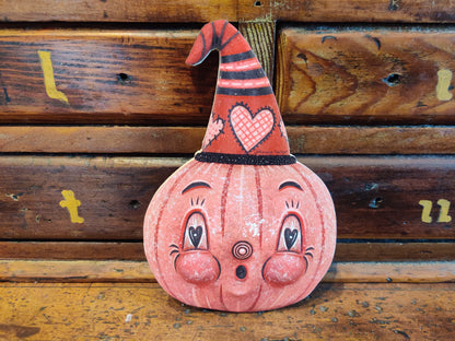 Johanna Parker Valentines Day Pink Pumpkin Wood Cutout-The Sawmill Shop