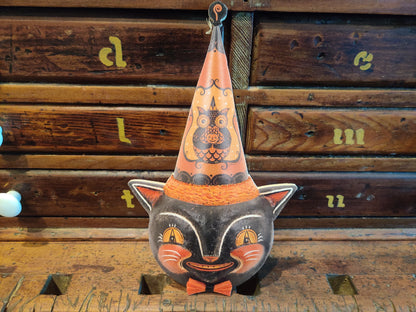 Johanna Parker Happy Cat with Owl Hat Halloween Wood Cutout-The Sawmill Shop