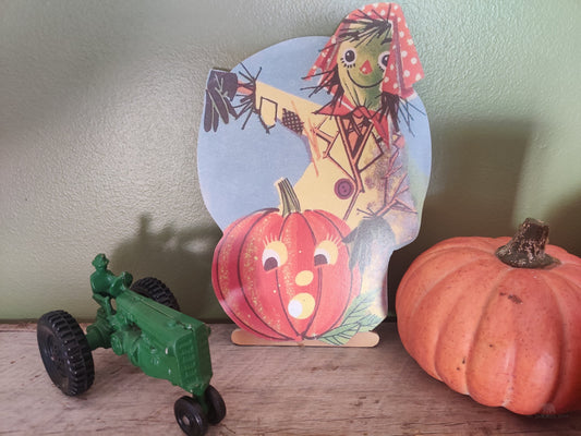 Scarecrow with Jack O Lantern Halloween Wood Cutout-The Sawmill Shop