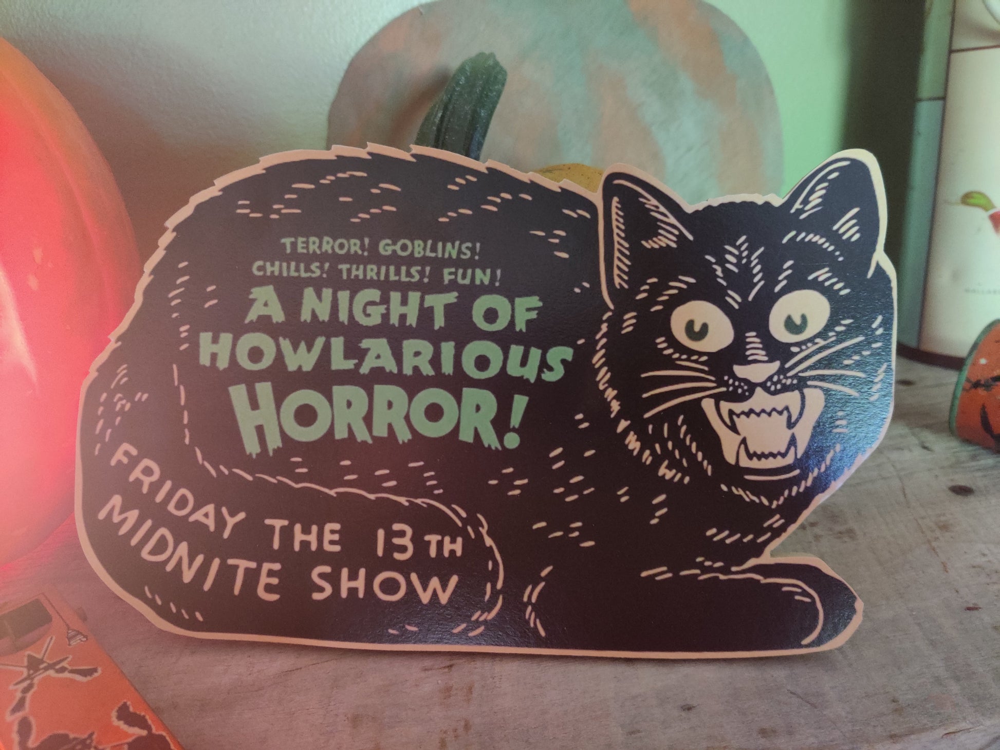 Scaredy Cat Howlarious Horror Halloween Wood Cutout-The Sawmill Shop