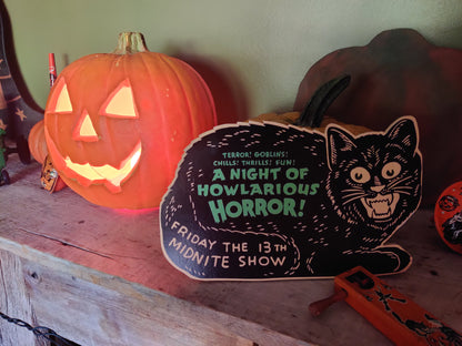 Scaredy Cat Howlarious Horror Halloween Wood Cutout