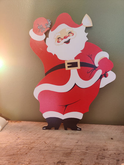 Jolly Santa Claus Waving Wood Cutout