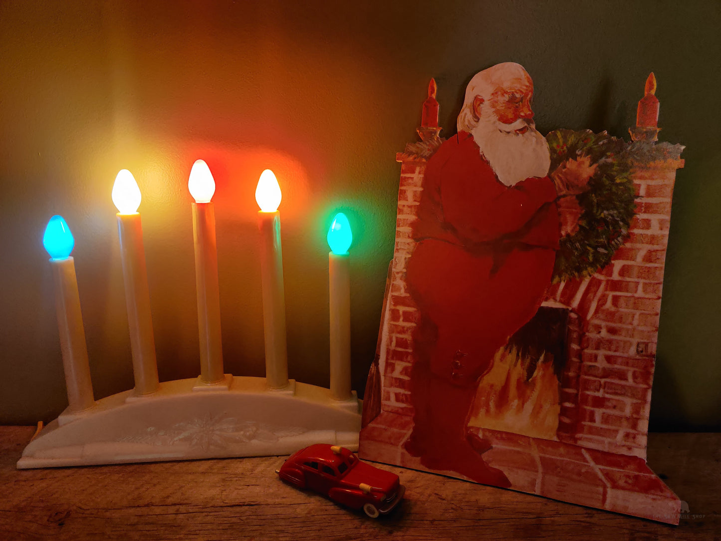 Santa Claus with Fireplace Wood Cutout