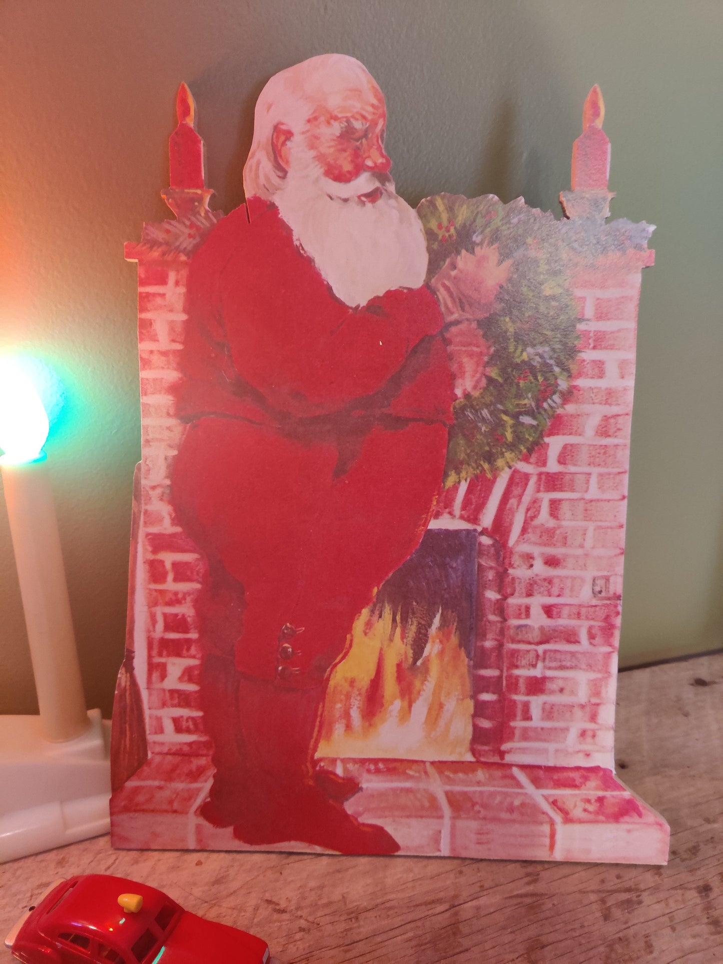 Santa Claus with Fireplace Wood Cutout