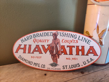 Hiawatha Braided Fishing Line Wood Sign-The Sawmill Shop