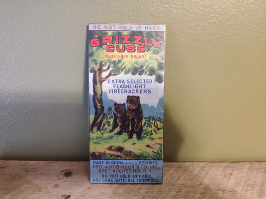 Grizzly Cub Firecrackers Fourth of July Wood Cutout